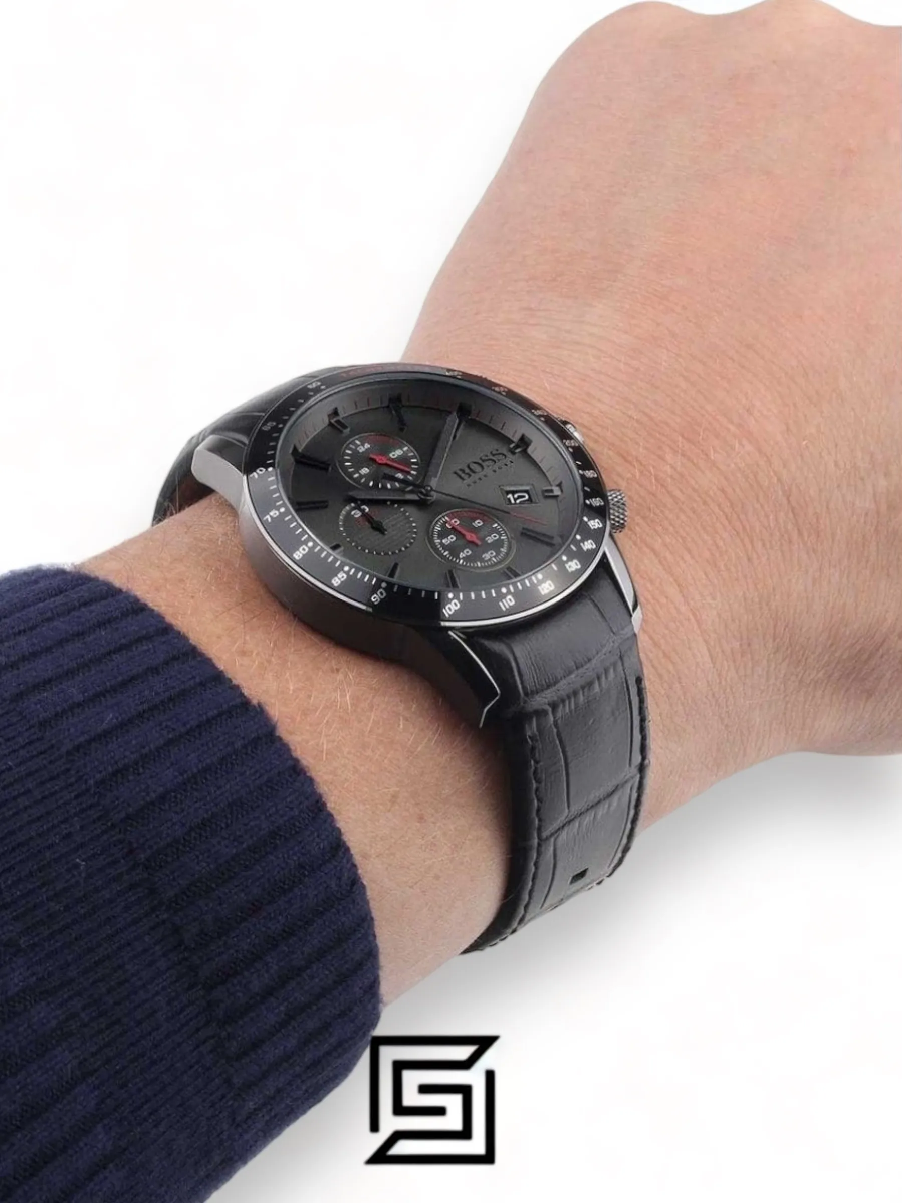 Men,Original Watches Hugo Boss watches Men's Black Dial Leather Band Watch - 1513445 Boss