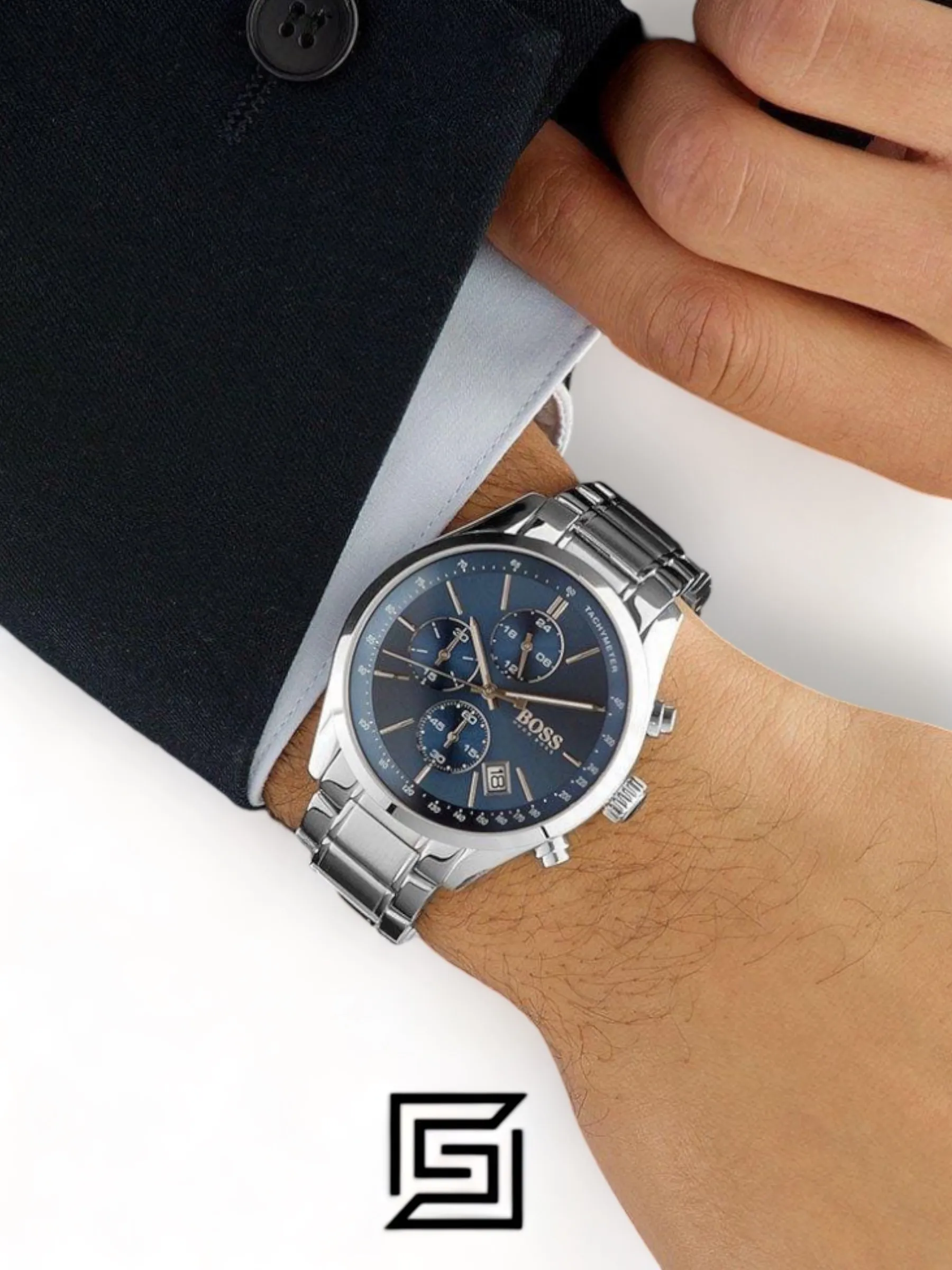 Men,Watches,Men,Original Watches Hugo Boss original-watches Grand Prix Men's Blue Dial Stainless Steel Band Watch - 1513478 Boss