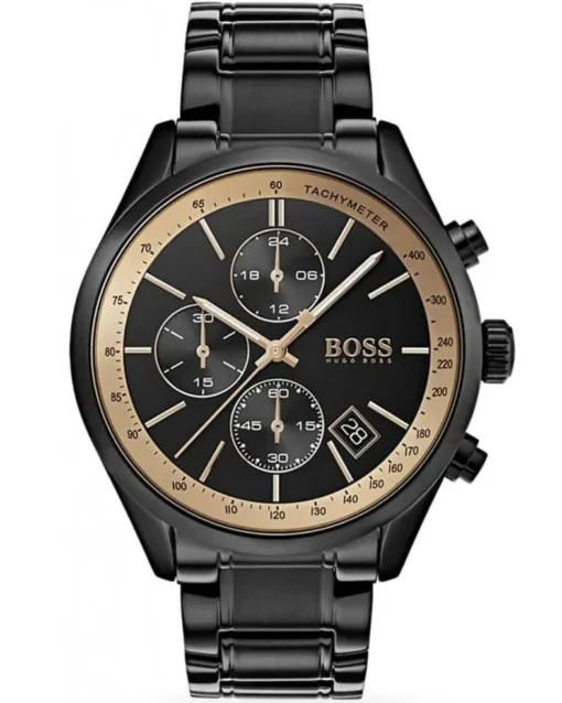 Men,Original Watches Hugo Boss original-watches Mens Grand Prix Black IP/Gold Accent 1513578 Boss