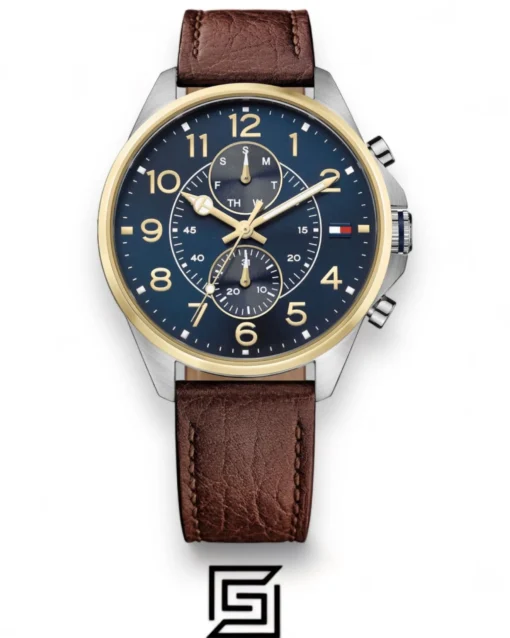 Men,Original Watches Tommy Hilfiger original-watches Men's Blue Dial Leather Band Watch - 1791275 Tommy Hilfiger