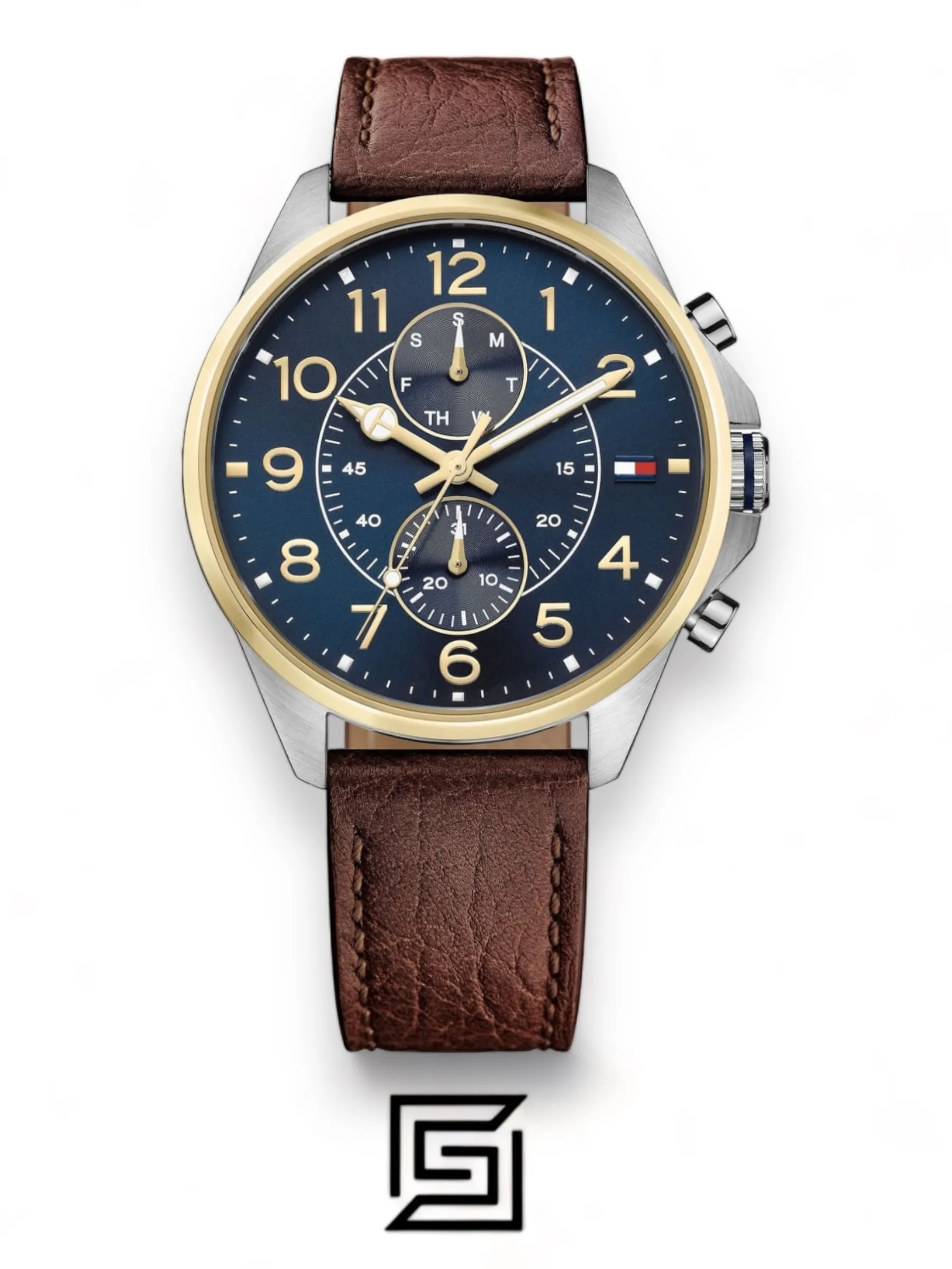 Men,Original Watches Tommy Hilfiger original-watches Men's Blue Dial Leather Band Watch - 1791275 Tommy Hilfiger