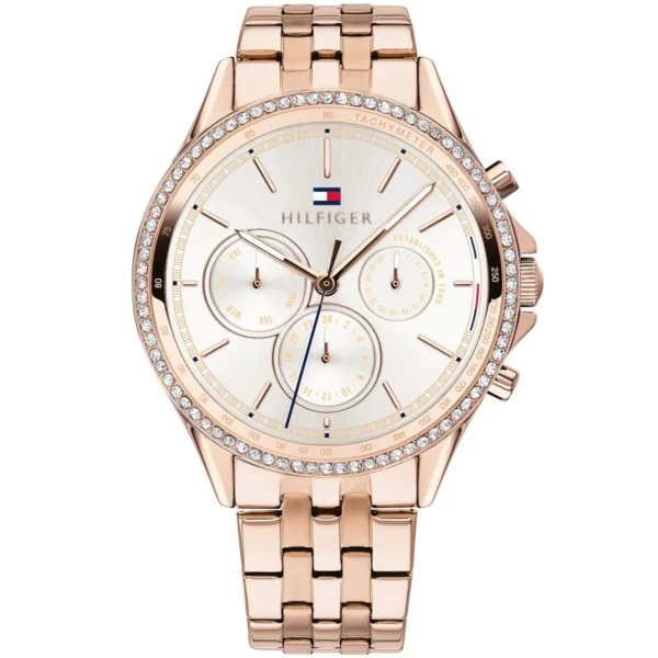 Original Watches,Women Tommy Hilfiger original-watches 1781978 Strass Embellished Stainless Steel Round Analog Water Resistant Watch for Women - Rose Gold Tommy Hilfiger