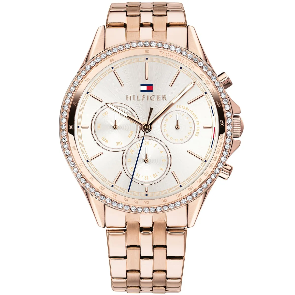 Original Watches,Women Tommy Hilfiger original-watches 1781978 Strass Embellished Stainless Steel Round Analog Water Resistant Watch for Women - Rose Gold Tommy Hilfiger