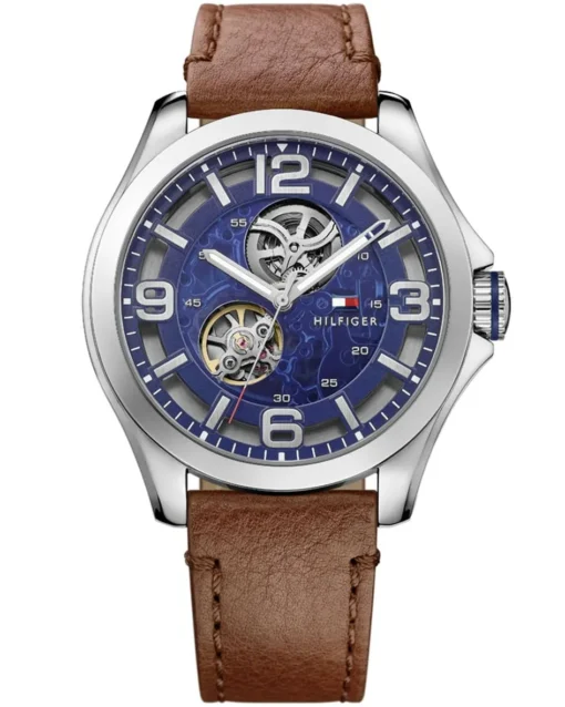 Men,Original Watches Tommy Hilfiger original-watches Analog Automatic-self-Wind Watch with Patent Leather Strap 1791278 Tommy Hilfiger