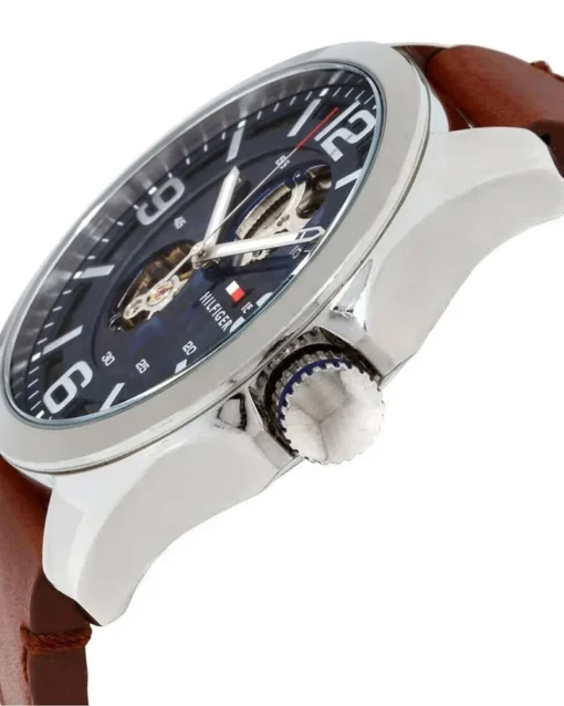 Men,Original Watches Tommy Hilfiger original-watches Analog Automatic-self-Wind Watch with Patent Leather Strap 1791278 Tommy Hilfiger