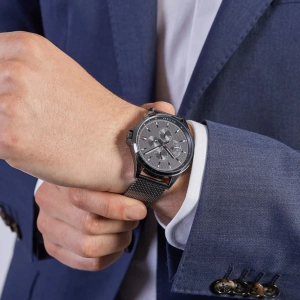 Men,Original Watches Tommy Hilfiger original-watches 1791613 Stainless Steel Round Analog Water Resistant Watch for Men - Dark Grey Tommy Hilfiger