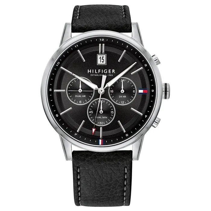 Men,Original Watches Tommy Hilfiger original-watches Men's Analogue Quartz Watch with Leather Strap 1791630, Black Tommy Hilfiger