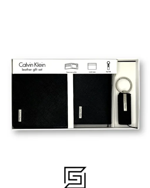 Leather,Wallets,Men Calvin Klein CK ORG LEATHER GIFT SET SOFT PATTERN/BLACK Calvin Klein