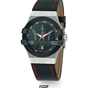 Men,Original Watches Maserati watches R8851108001 Contrast Bezel Round Leather Analog Watch for Men - Black Maserati