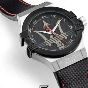 Men,Original Watches Maserati watches R8851108001 Contrast Bezel Round Leather Analog Watch for Men - Black Maserati