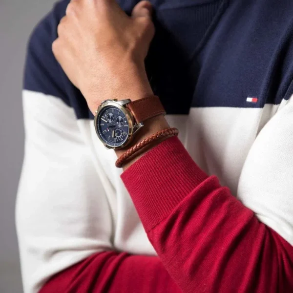 Men,Original Watches original-watches Tommy Hilfiger Men's Quartz Stainless Steel and Leather Strap Casual Watch 1791561 Tommy Hilfiger