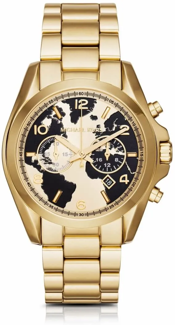 Watches,Women Michael Kors watches Women's Oversized Bradshaw Gold-Tone World Map Face Watch MK6272 Michael Kors
