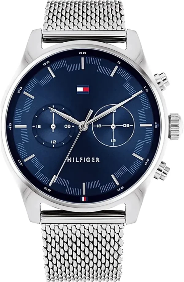 Men,Original Watches Tommy Hilfiger original-watches Analogue Multifunction Quartz Watch for Men with Silver Stainless Steel Mesh Bracelet - 1710420 Tommy Hilfiger