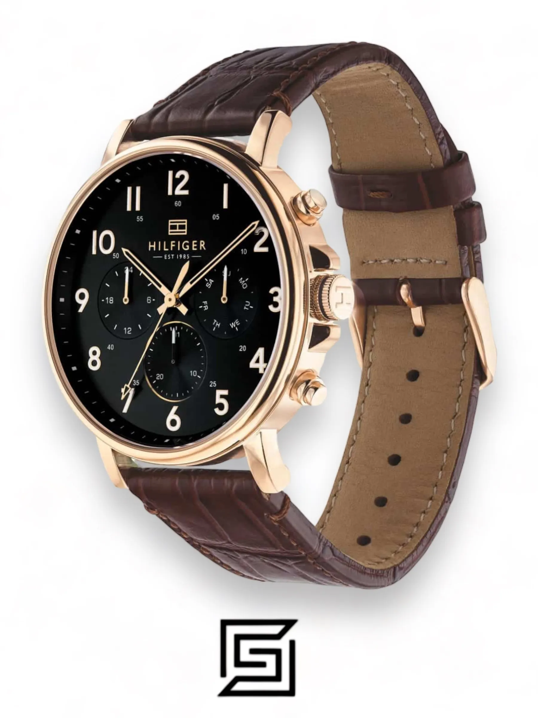 Men,Original Watches Tommy Hilfiger watches Men's Black Dial Leather Band Watch - 1710379 Tommy Hilfiger