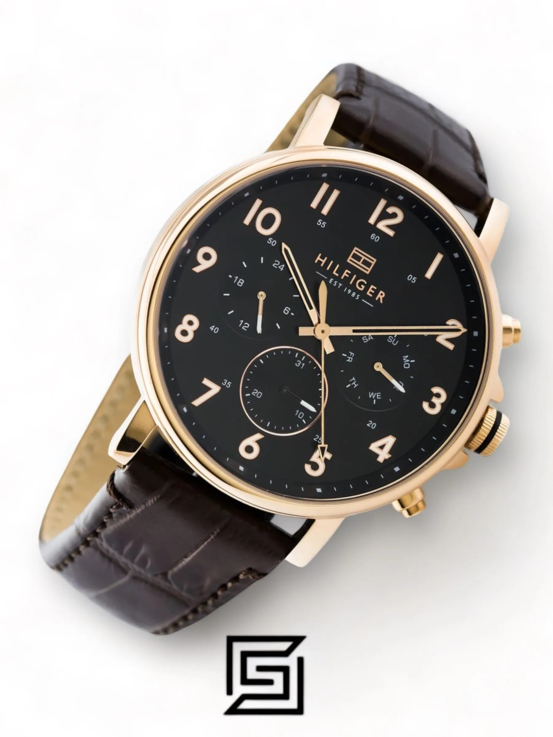 Men,Original Watches Tommy Hilfiger watches Men's Black Dial Leather Band Watch - 1710379 Tommy Hilfiger