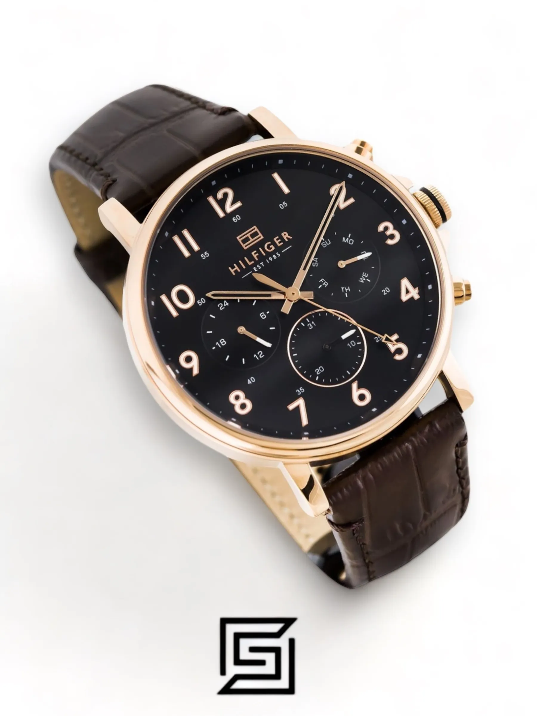 Men,Original Watches Tommy Hilfiger watches Men's Black Dial Leather Band Watch - 1710379 Tommy Hilfiger