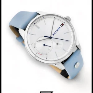 Original Watches,Women Tommy Hilfiger original-watches Leather Round Analog Water Resistant Baby Blue - 1782023 Tommy Hilfiger