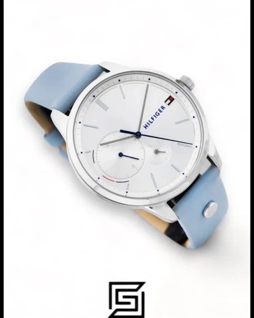 Original Watches,Women Tommy Hilfiger original-watches Leather Round Analog Water Resistant Baby Blue - 1782023 Tommy Hilfiger