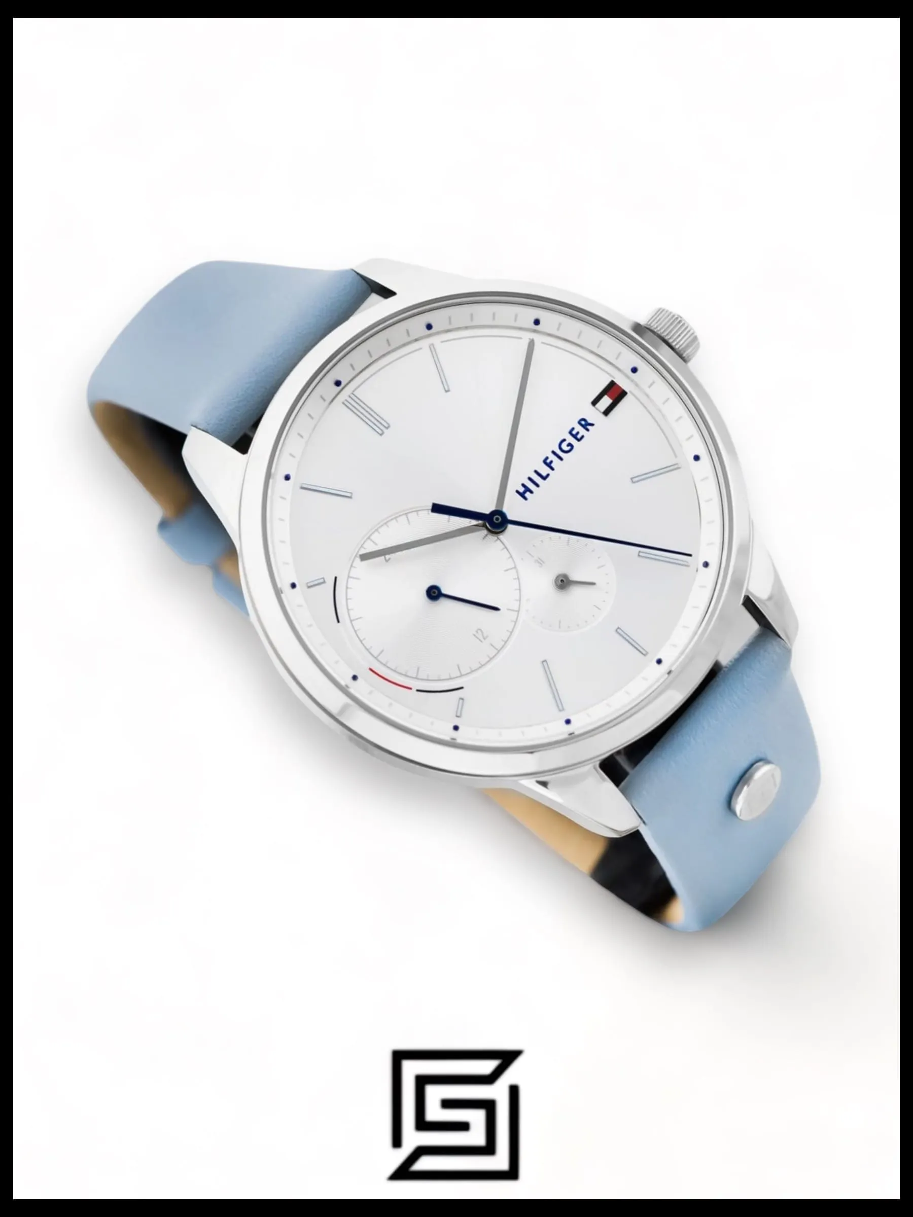 Original Watches,Women Tommy Hilfiger original-watches Leather Round Analog Water Resistant Baby Blue - 1782023 Tommy Hilfiger