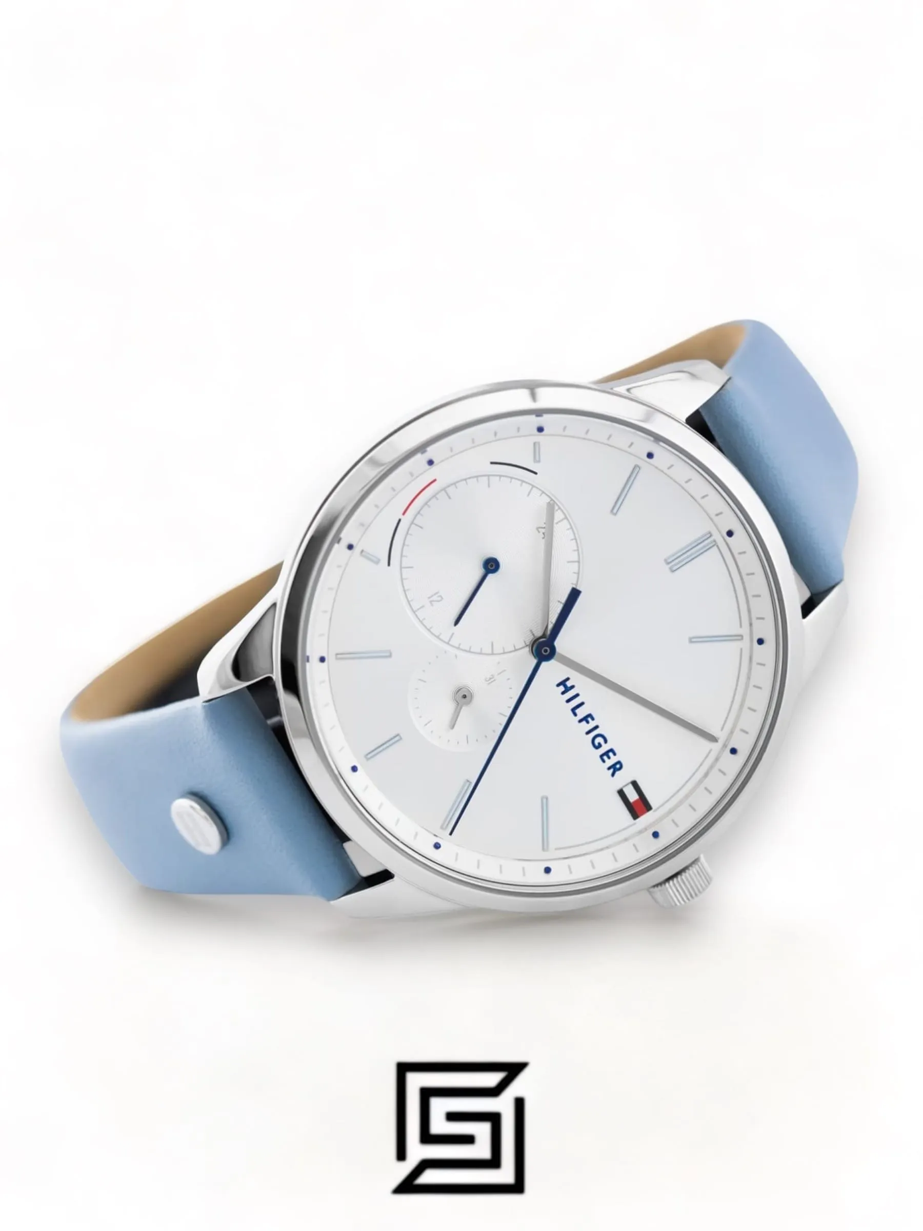Original Watches,Women Tommy Hilfiger original-watches Leather Round Analog Water Resistant Baby Blue - 1782023 Tommy Hilfiger