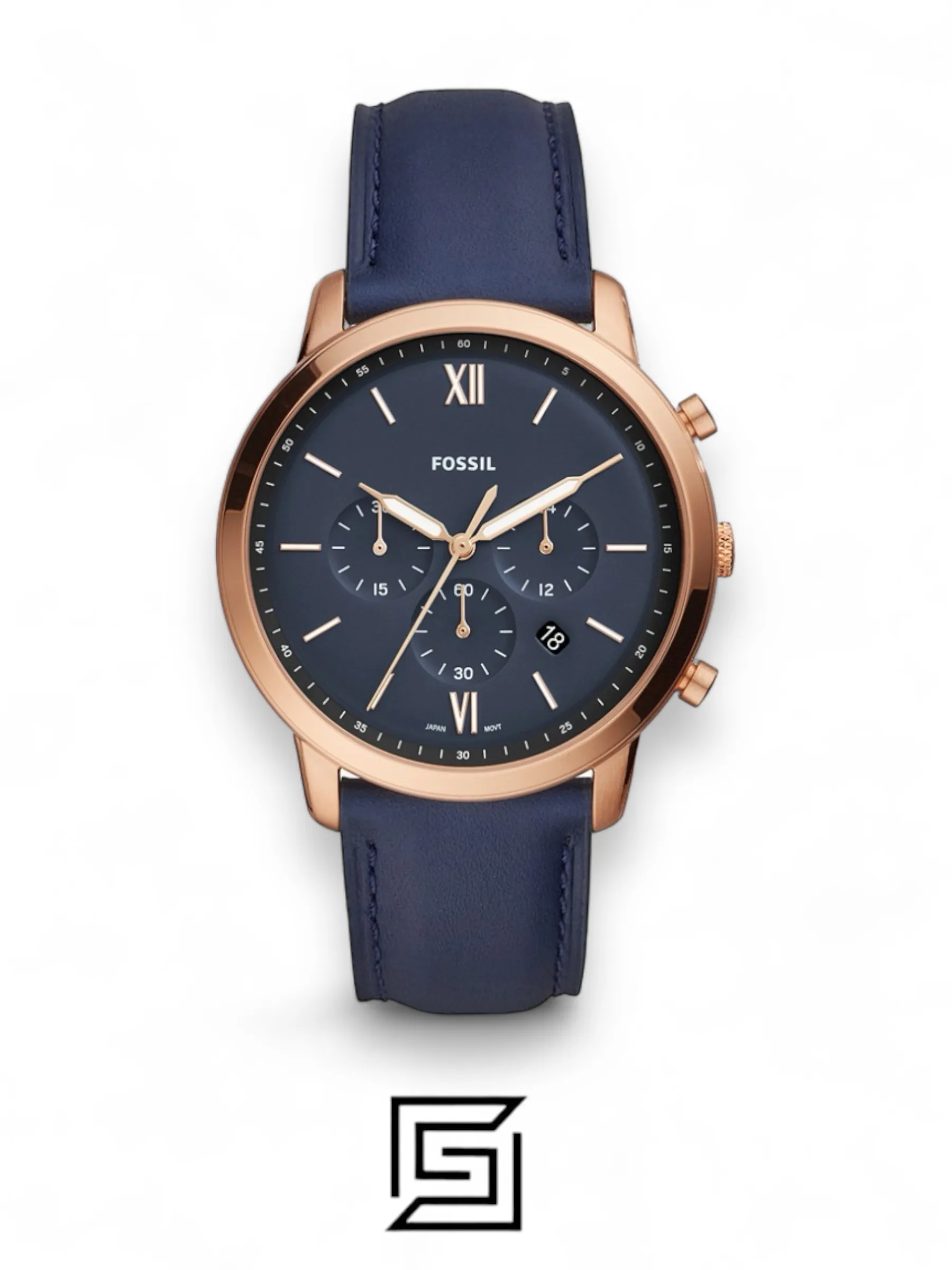Men,Original Watches Fossil watches Neutra Chronograph Navy Leather Watch - FS5454 Fossil