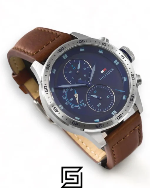 Men,Original Watches Tommy Hilfiger watches Men's Analogue Quartz Watch with Leather Calfskin Strap - 1791807 Tommy Hilfiger