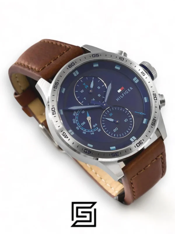 Men,Original Watches Tommy Hilfiger watches Men's Analogue Quartz Watch with Leather Calfskin Strap - 1791807 Tommy Hilfiger