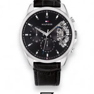 Men,Watches,Men,Original Watches original-watches Tommy Hilfiger Analogue Multifunction Quartz Watch for Men with Black Leather Strap - 1710449 Tommy Hilfiger