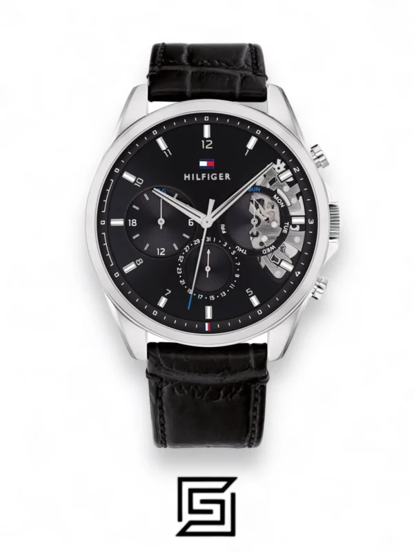 Men,Watches,Men,Original Watches original-watches Tommy Hilfiger Analogue Multifunction Quartz Watch for Men with Black Leather Strap - 1710449 Tommy Hilfiger