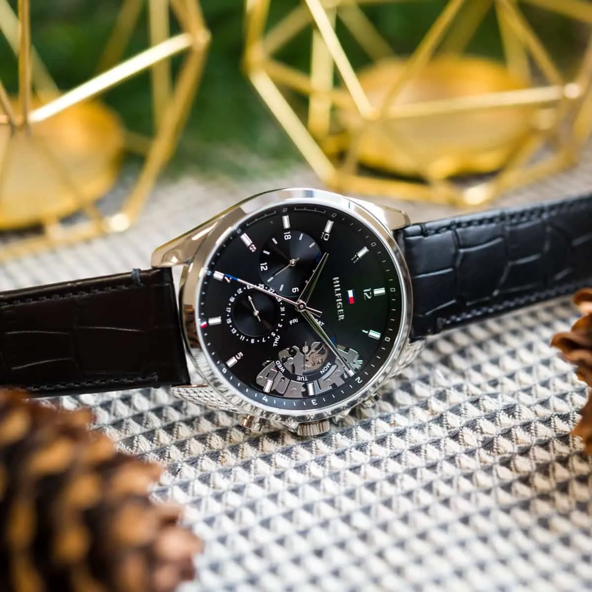 Men,Watches,Men,Original Watches original-watches Tommy Hilfiger Analogue Multifunction Quartz Watch for Men with Black Leather Strap - 1710449 Tommy Hilfiger