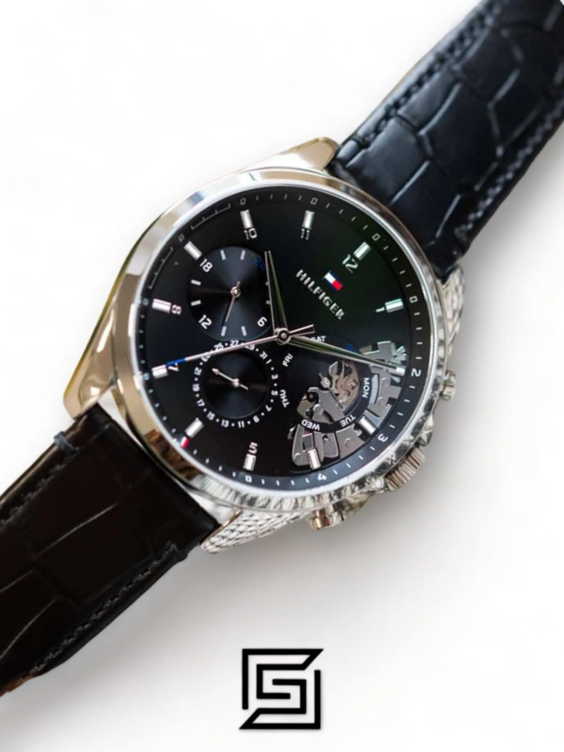 Men,Watches,Men,Original Watches original-watches Tommy Hilfiger Analogue Multifunction Quartz Watch for Men with Black Leather Strap - 1710449 Tommy Hilfiger