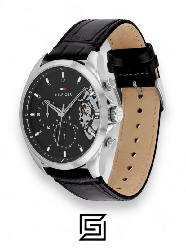 Men,Watches,Men,Original Watches original-watches Tommy Hilfiger Analogue Multifunction Quartz Watch for Men with Black Leather Strap - 1710449 Tommy Hilfiger