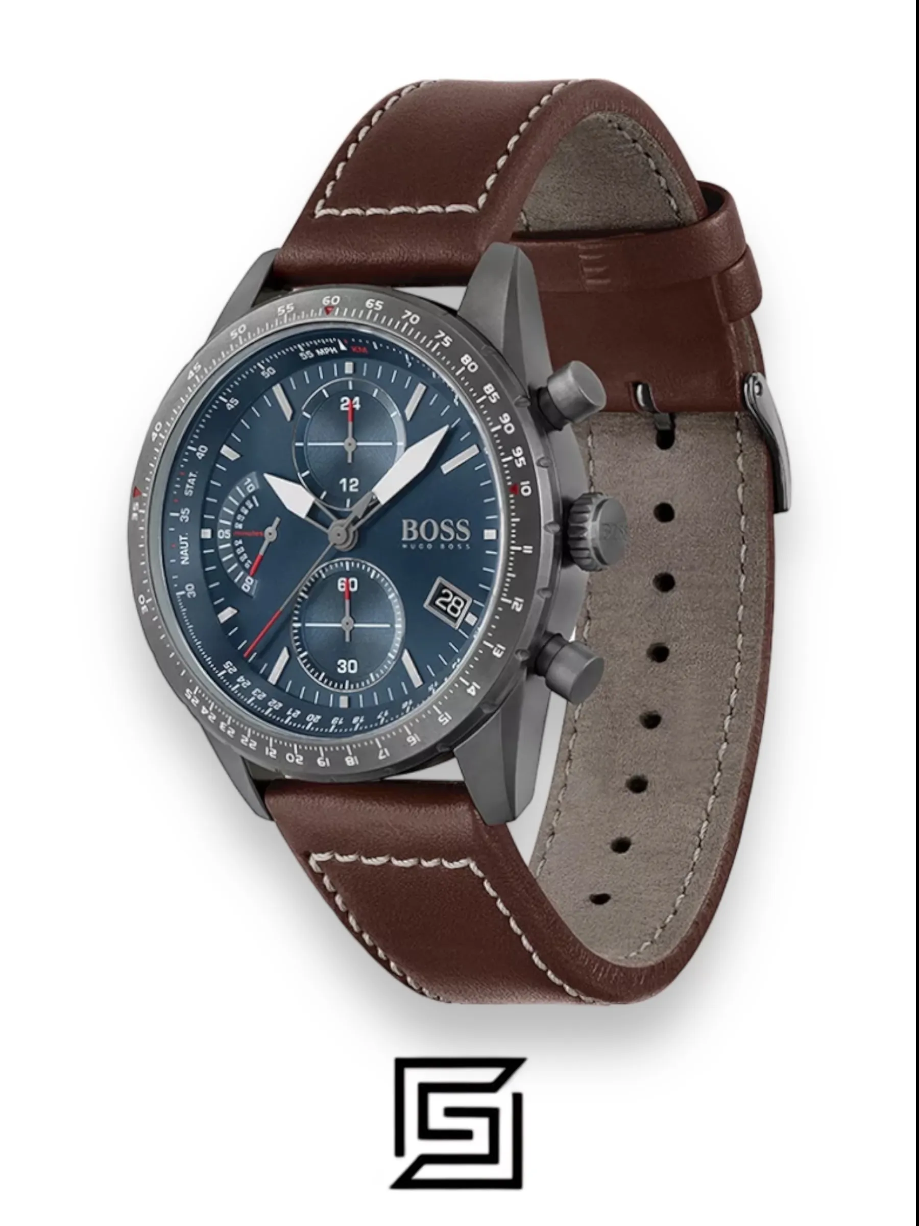Men,Original Watches Hugo Boss original-watches Chronograph Quartz Watch for Men with Brown Leather Strap - 1513852 Boss