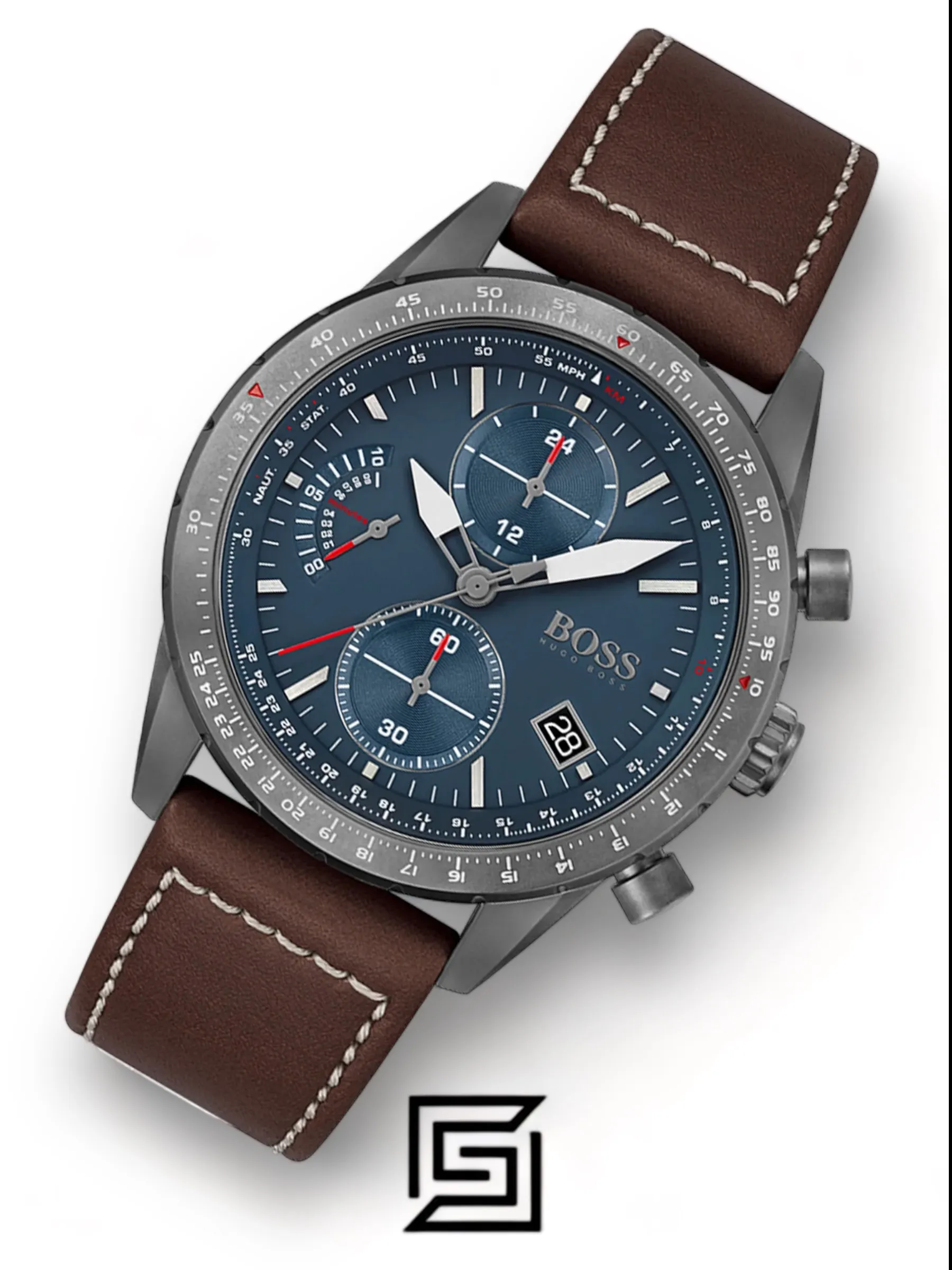 Men,Original Watches Hugo Boss original-watches Chronograph Quartz Watch for Men with Brown Leather Strap - 1513852 Boss