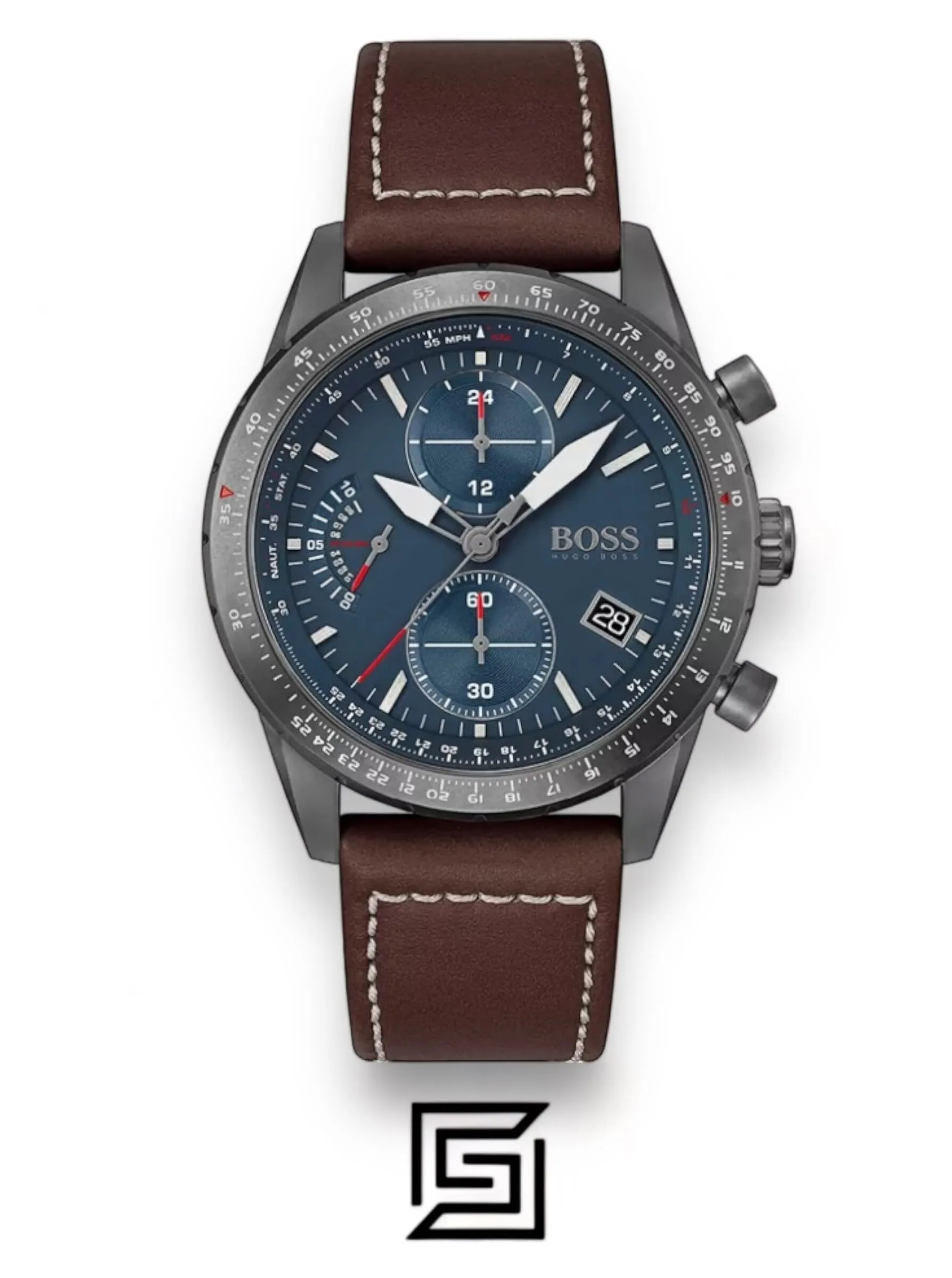 Men,Original Watches Hugo Boss original-watches Chronograph Quartz Watch for Men with Brown Leather Strap - 1513852 Boss