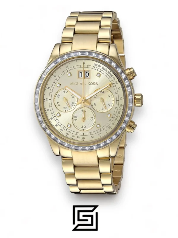 Watches,Women,Original Watches,Women Michael Kors watches Brinkley Women's Gold Dial Stainless Steel Band Chronograph Watch - MK6187 Michael Kors