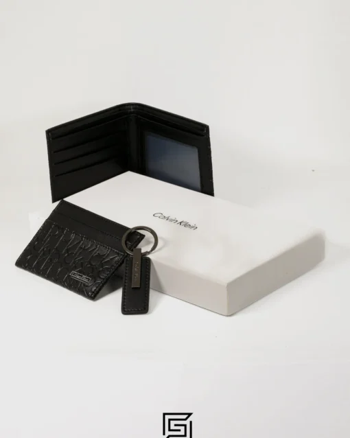 Leather,Wallets,Men CK ORG LEATHER GIFT SET HARD PATTERN CK LETTERS/BLACK Calvin Klein