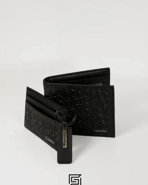 Leather,Wallets,Men CK ORG LEATHER GIFT SET HARD PATTERN CK LETTERS/BLACK Calvin Klein