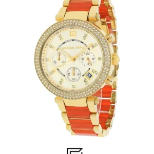 Watches,Women Michael Kors watches MK6139 Women's Golden Peach Stainless Steel Crystal Accented Chronograph Watch Michael Kors