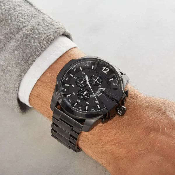 Men,Original Watches Diesel original-watches Men's Mega Chief Chronograph Black Stainless Steel Watch DZ4355 Diesel