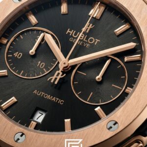 ⁦Hublot Classic Fusion Chronograph - Rose Gold - Black Dial - Brown Chamois Strap⁩ - الصورة ⁦2⁩