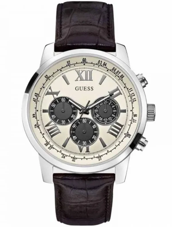 Men,Original Watches Guess original-watches w0380g1-46mm-stainless-steel-case-black-calfskin-mineral-mens-watch Guess