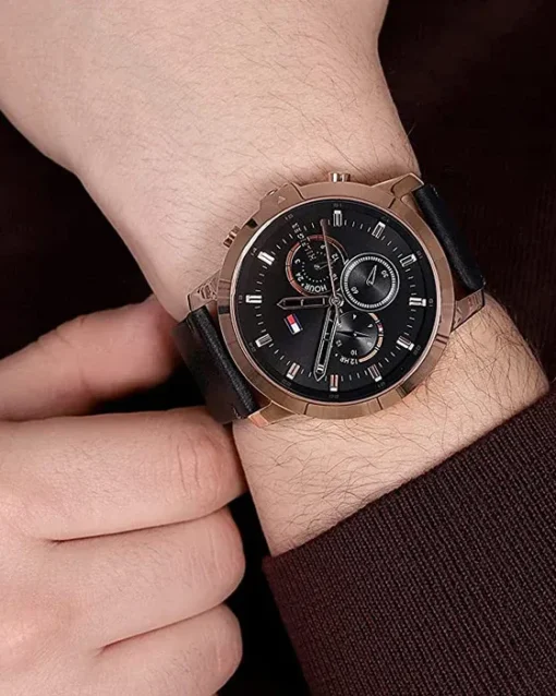 Men,Original Watches watches Tommy Hilfiger Men's Black Dial Watch 1791798 Tommy Hilfiger