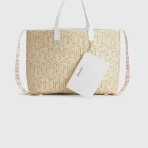 Bags,Leather,Women Tommy Hilfiger leather ICONIC MONOGRAM STRAW BEACH TOTE AW0AW11346 Tommy Hilfiger