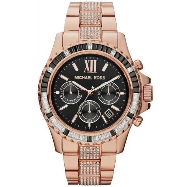 Original Watches,Women Michael Kors original-watches everest-chronograph-black-dial-rose-gold-tone-ladies-watch-mk5875 Michael Kors