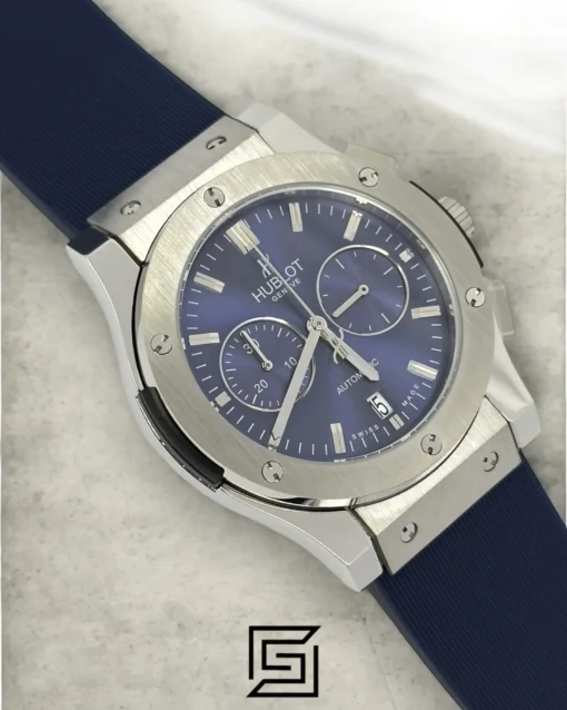 Men,Watches watches HUBLOT CLASSIC NEW - Blue Rubber Band - Blue Dial - Silver Body Hublot