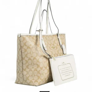 Bags,Leather,Women Coach leather City Zip Tote In Signature Canvas Style No. F58292 Beige Coach
