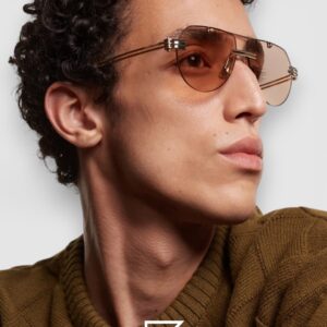 ⁦Bottega Veneta BV1342 001 Honey Lenses and Gold x Silver Frame Luxury Aviator Sunglasses⁩ - الصورة ⁦4⁩