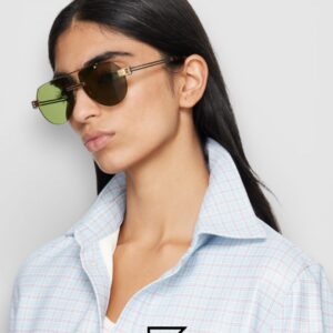 ⁦Bottega Veneta BV1342 001 Honey Lenses and Gold x Silver Frame Luxury Aviator Sunglasses⁩ - الصورة ⁦6⁩