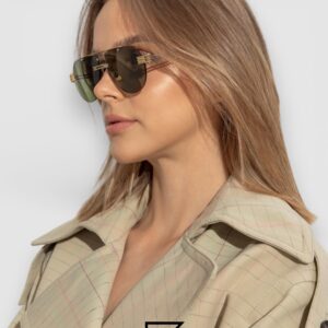 ⁦Bottega Veneta BV1342 001 Honey Lenses and Gold x Silver Frame Luxury Aviator Sunglasses⁩ - الصورة ⁦10⁩